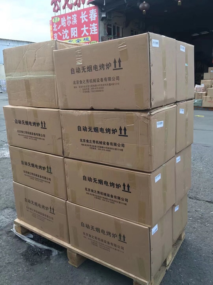 食之秀自動燒烤設備廠提供燒烤店用自動燒烤機、桌椅餐具等整店設備供應 串越時光燒烤加盟店發貨現場